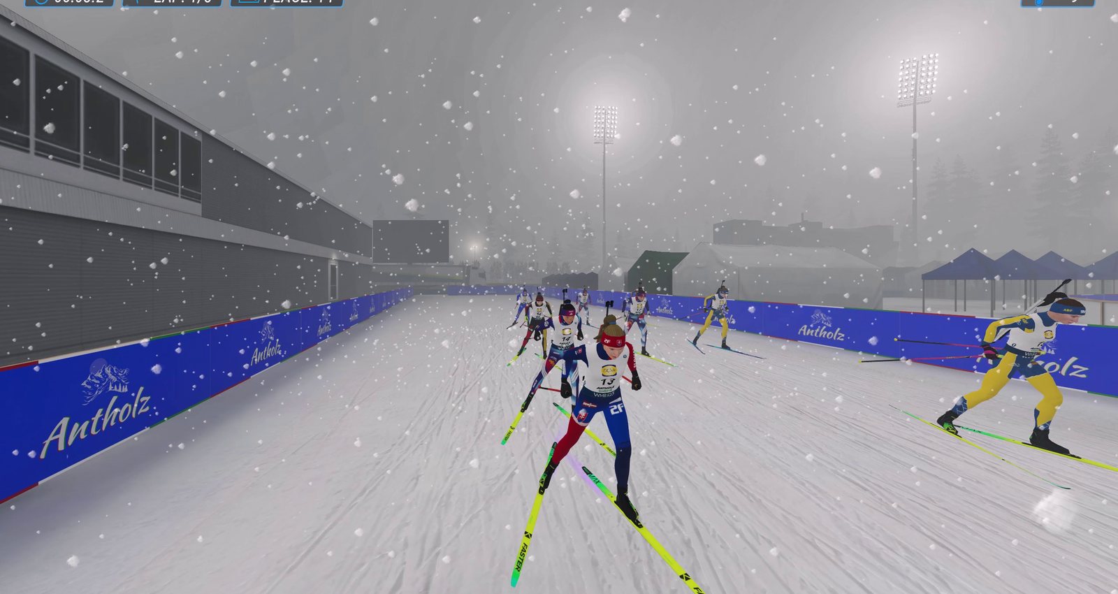 A mass start at Antholz: everyone leaves together and the first metres are shoulder to shoulder