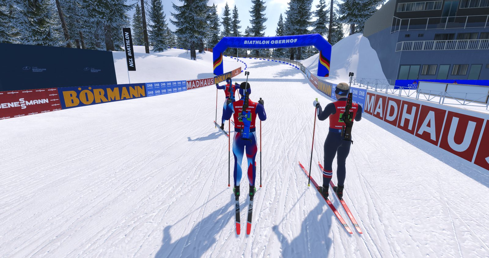 The exchange zone in Oberhof: the next athletes wait in their places and set off when the teammate reaches the mark